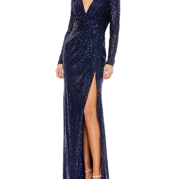 Mac Duggal sequined evening gown midnight size 16 - Picture 2 of 8